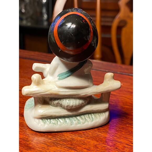 VTG 50s German Porcelain Figurine Boy w stringed instrument & squirrel 3 in tall - Picture 6 of 10